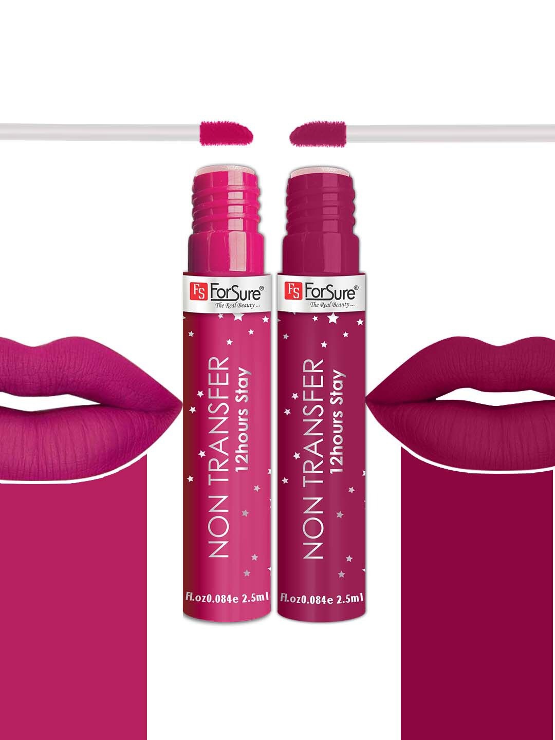 

ForSure Set of 2 Stay Matte Non Transfer 12 Hours Stay Liquid Lipstick - 2.5ml Each, Pink