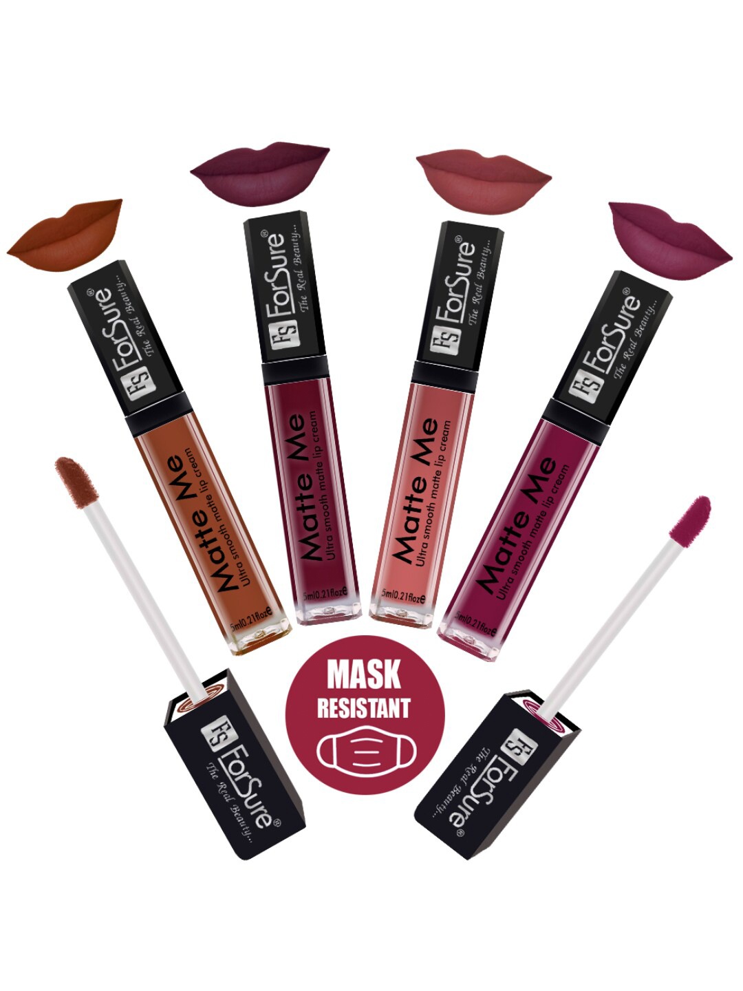 

ForSure Set of 4 Matte Me Ultra Smooth Liquid Lip Cream - 5 ml Each, Nude