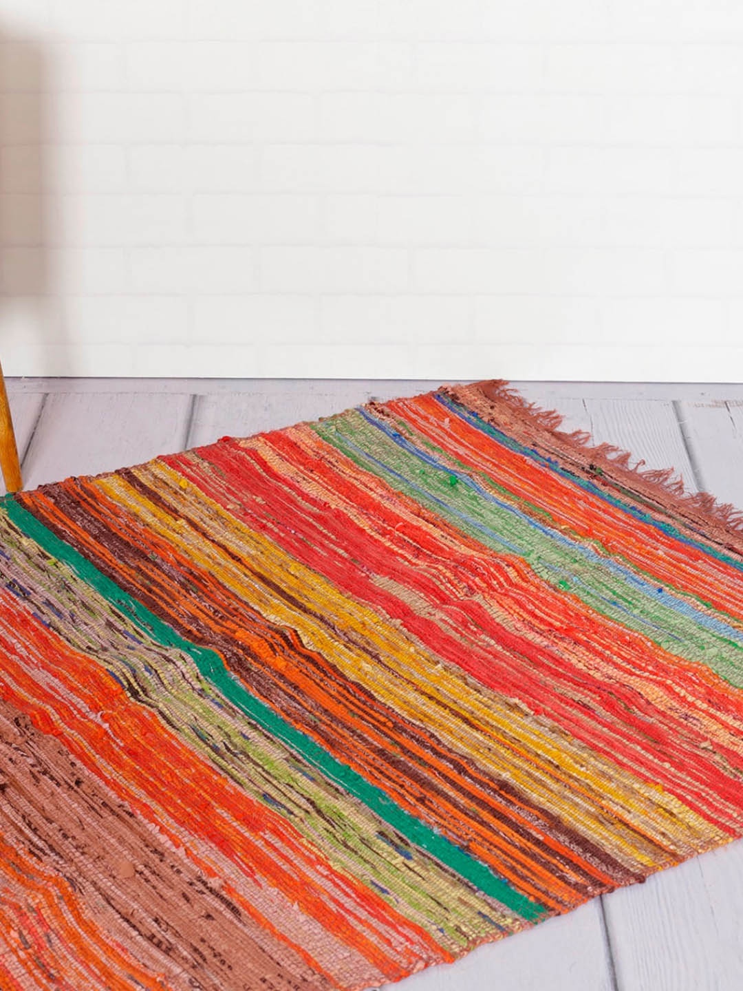 

HANDICRAFT PALACE Brown & Green Braided Cotton Carpet