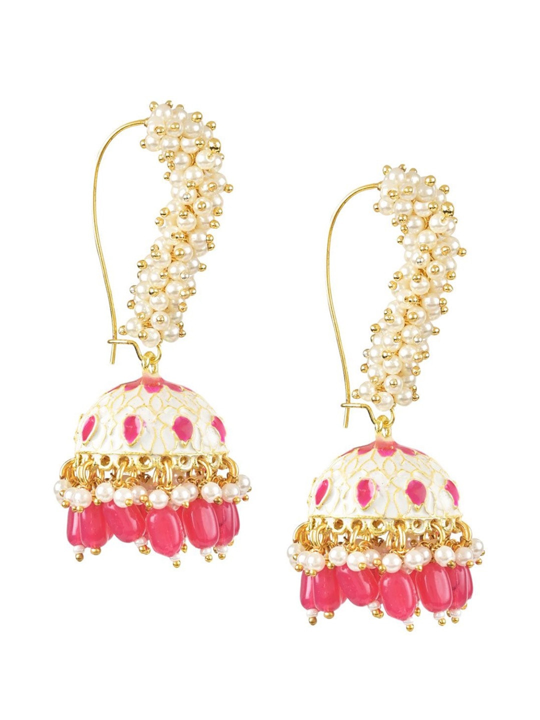 

I Jewels Contemporary Jhumkas Earrings, Pink