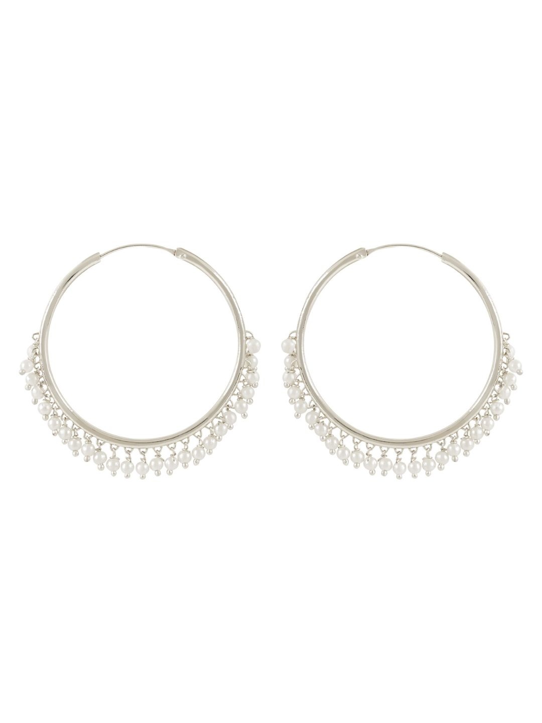 

I Jewels Contemporary Hoop Earrings, Silver