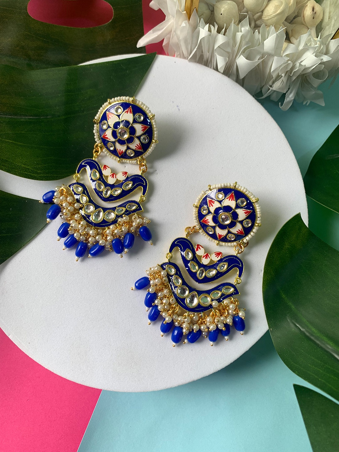

I Jewels Contemporary Drop Earrings, Blue