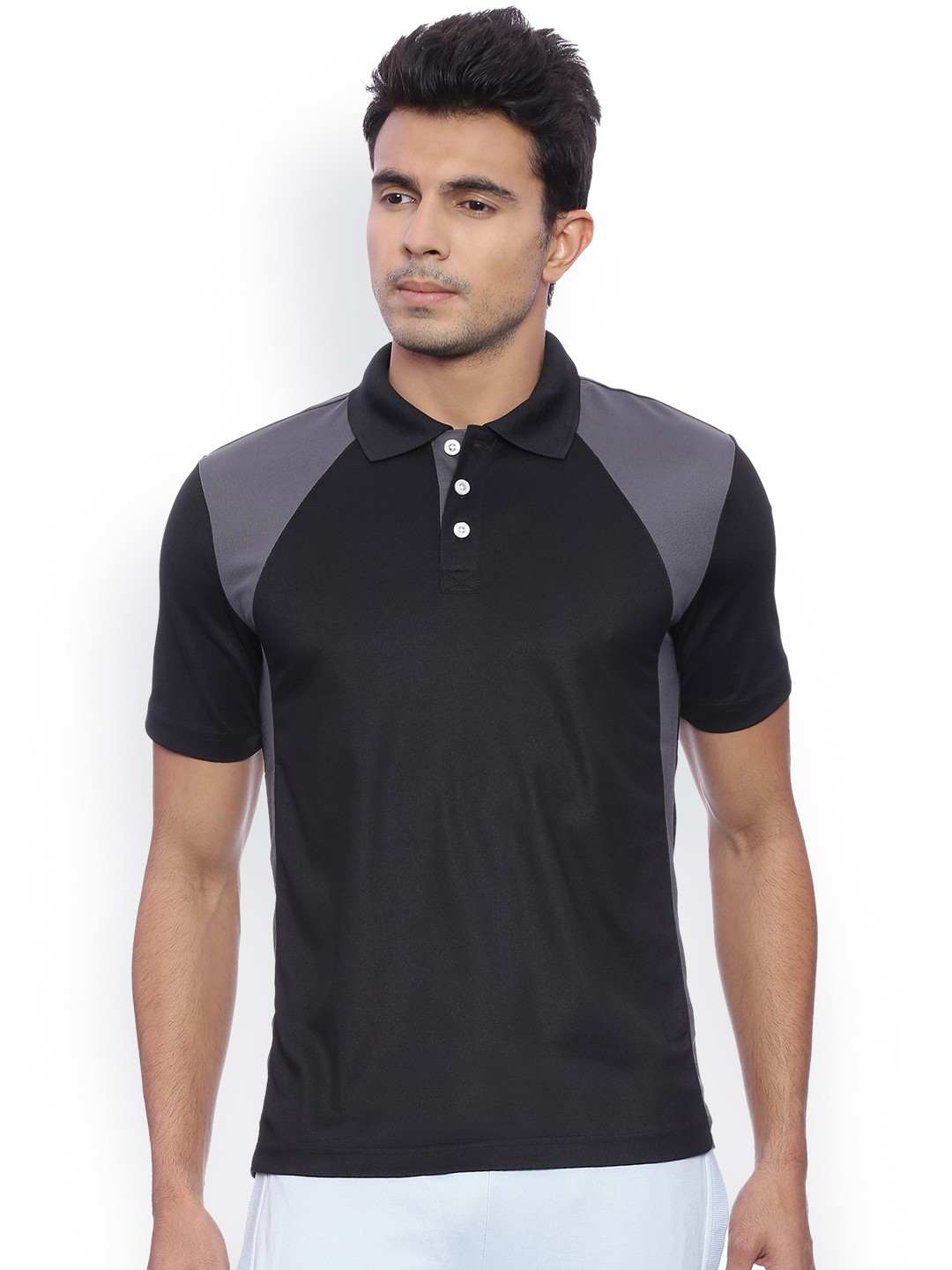 

Puma Men Black Colourblocked Polo Collar T-shirt