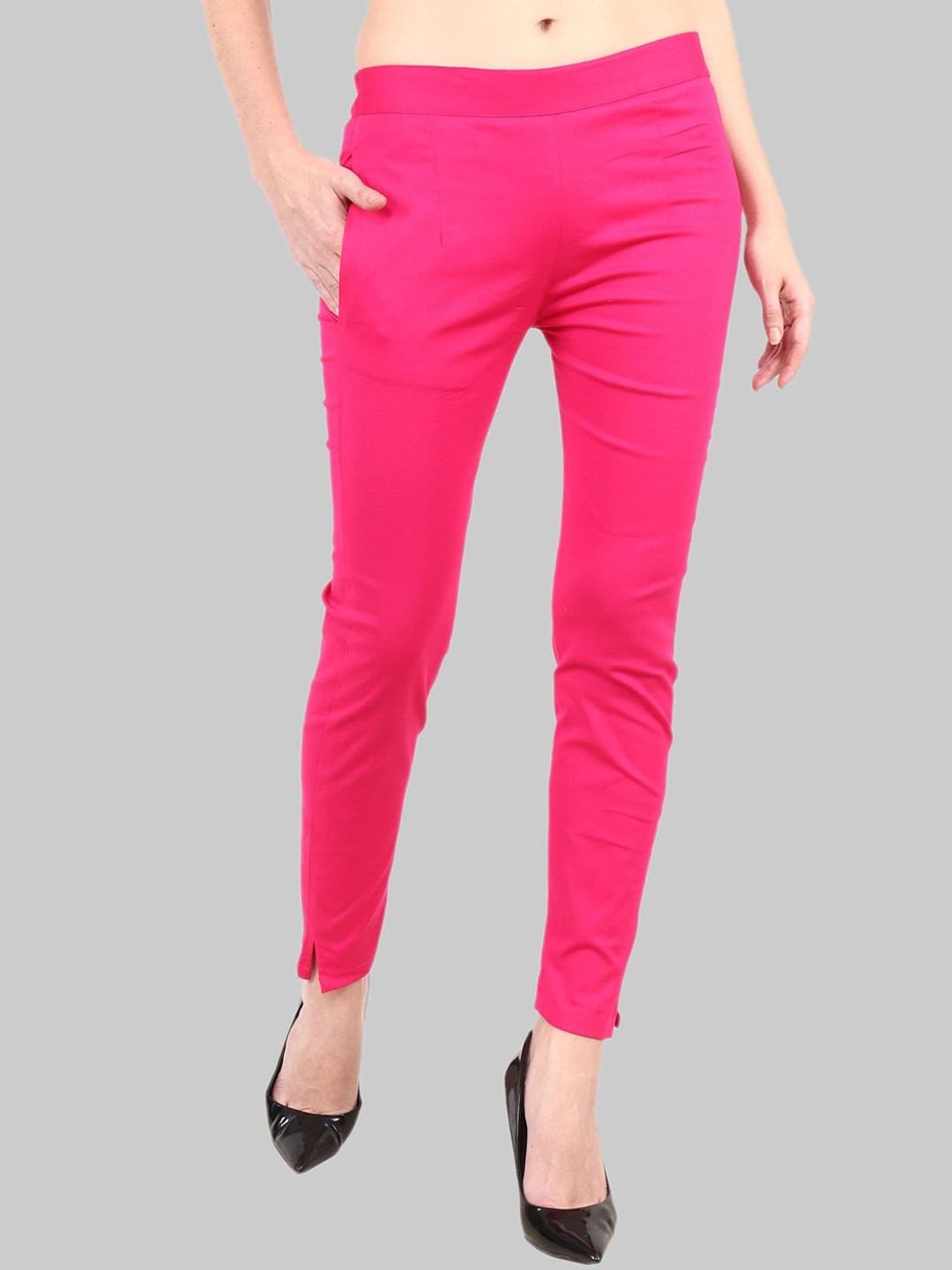 

Popwings Women Relaxed Easy Wash Casual Trousers, Pink
