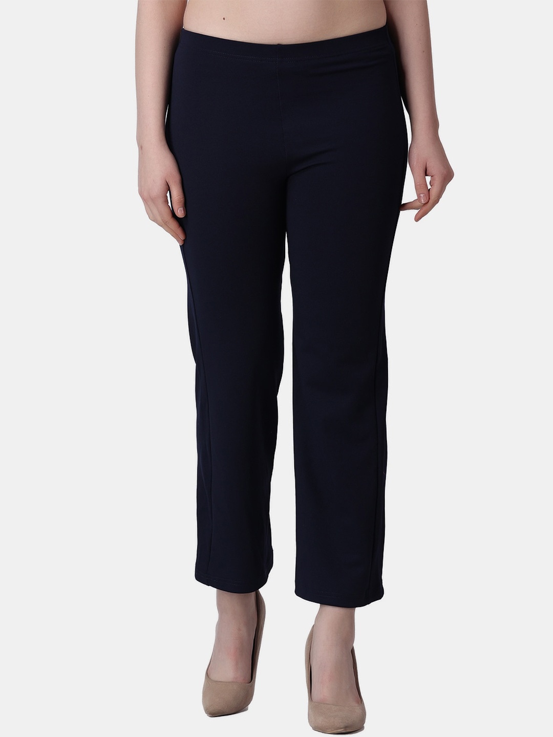 

Popwings Women Relaxed Easy Wash Casual Trousers, Navy blue