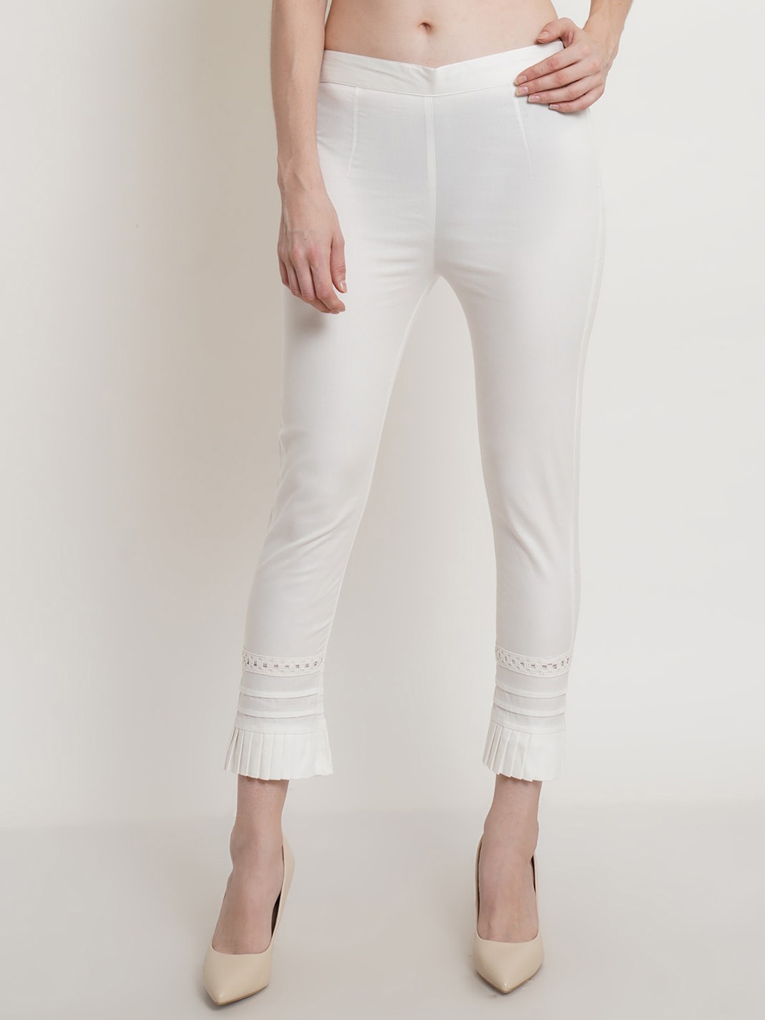 

Popwings Women Smart Cigarette Trousers, White