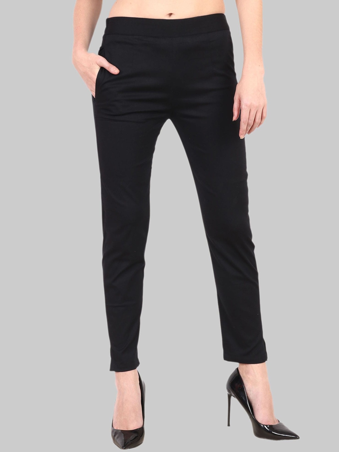 

Popwings Women Relaxed Easy Wash Trousers, Black
