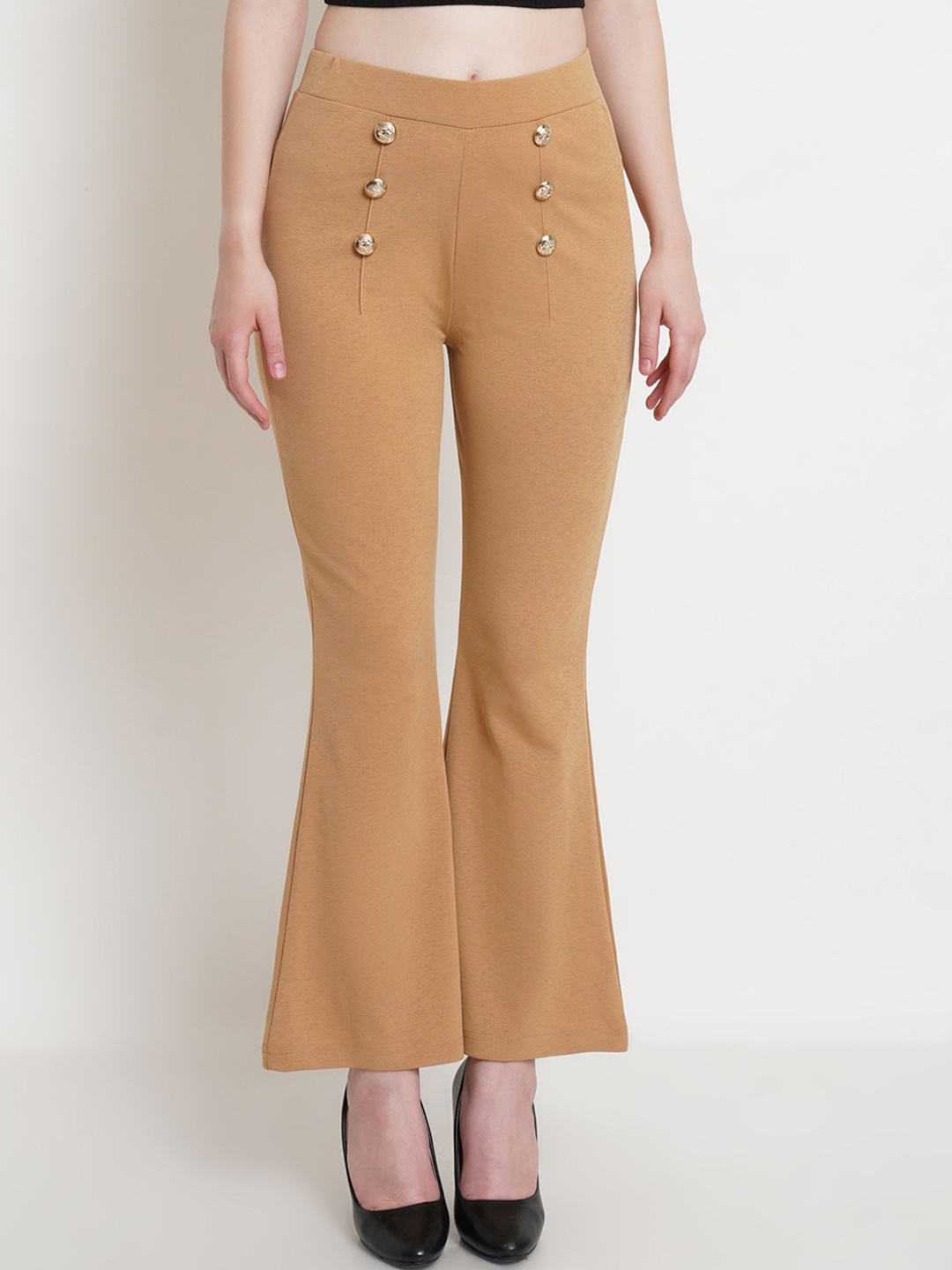 

Popwings Women Smart Bootcut Trousers, Camel brown
