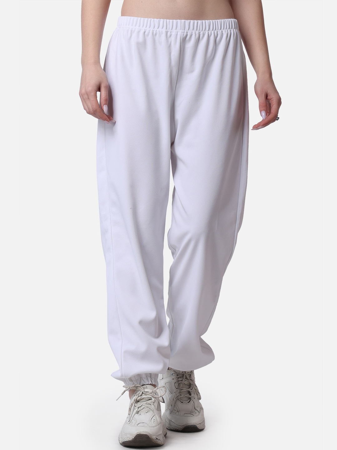 

Popwings Women Relaxed Loose Fit High-Rise Easy Wash Trousers, White