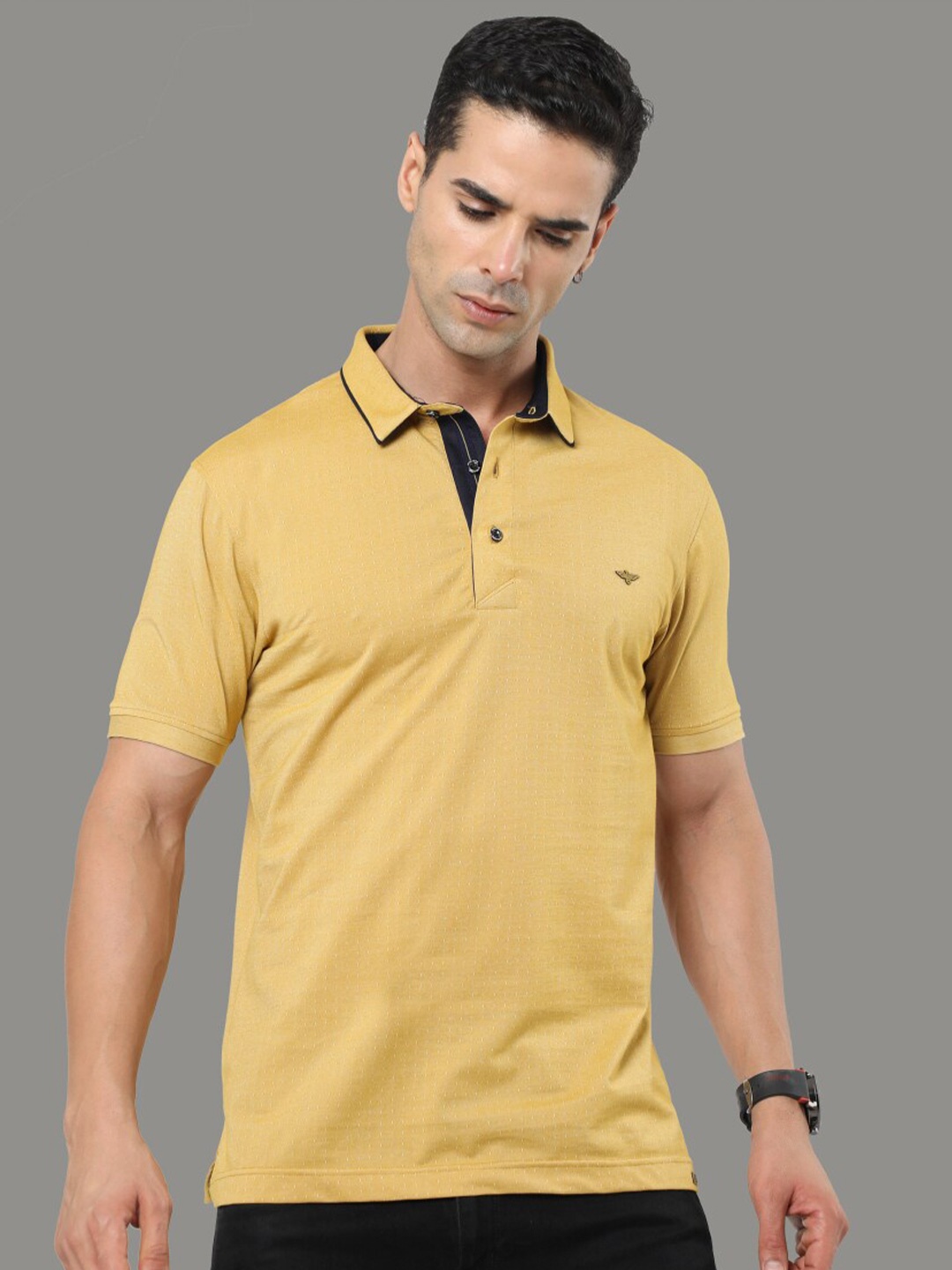 

STELLERS Solid Polo Collar T-shirt, Mustard