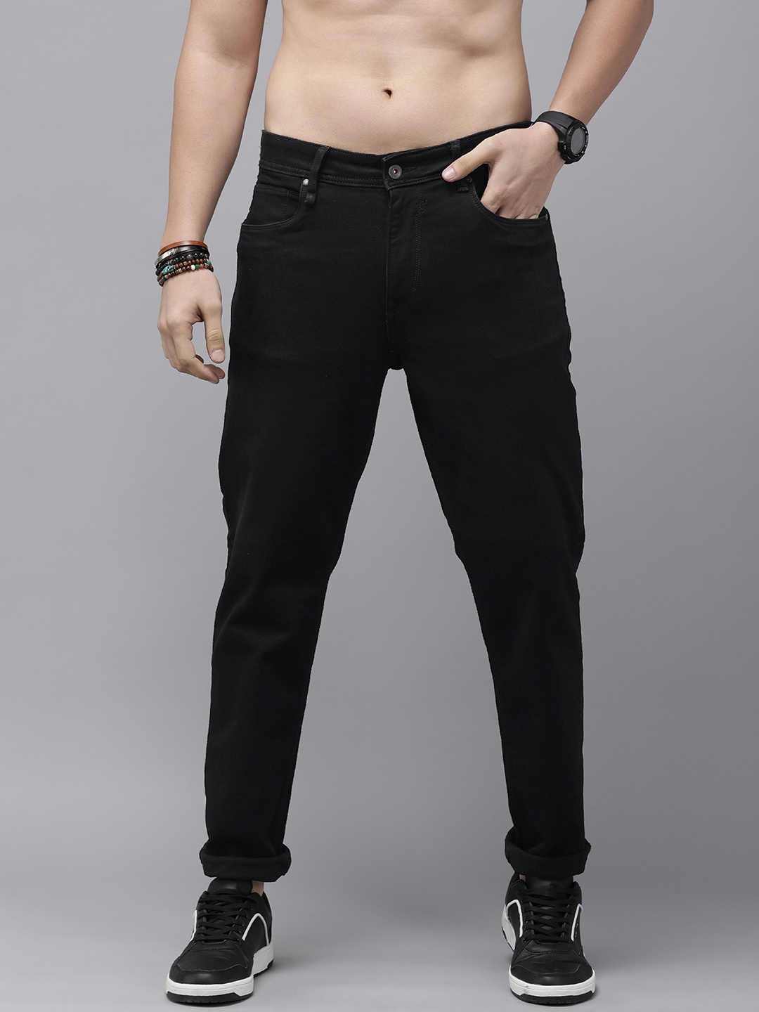 

The Roadster Life Co. Men 90's Slim Fit Stretchable Jeans, Black