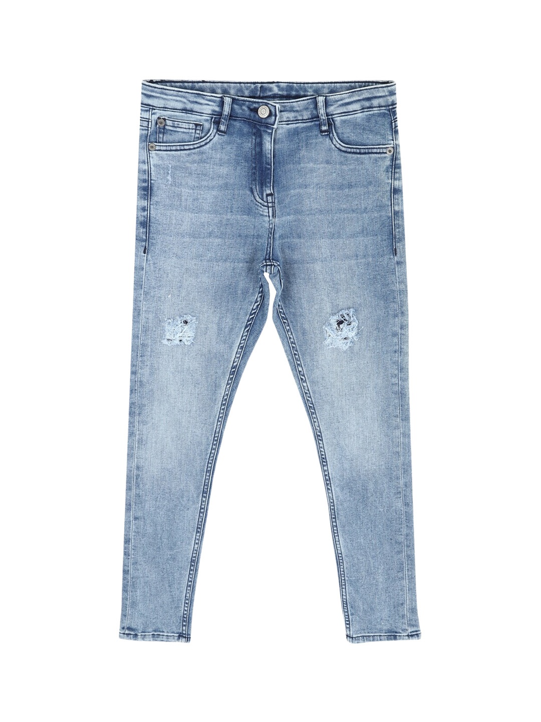 

Peter England Girls Skinny Fit Mildly Distressed Heavy Fade Jeans, Blue