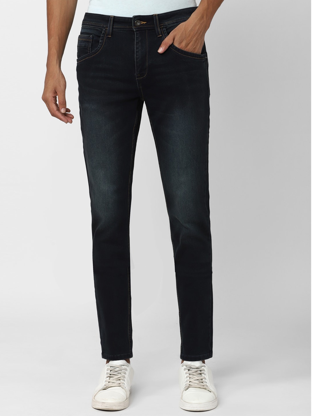 

VAN HEUSEN DENIM LABS Men Skinny Fit Clean Look Heavy Fade Jeans, Navy blue