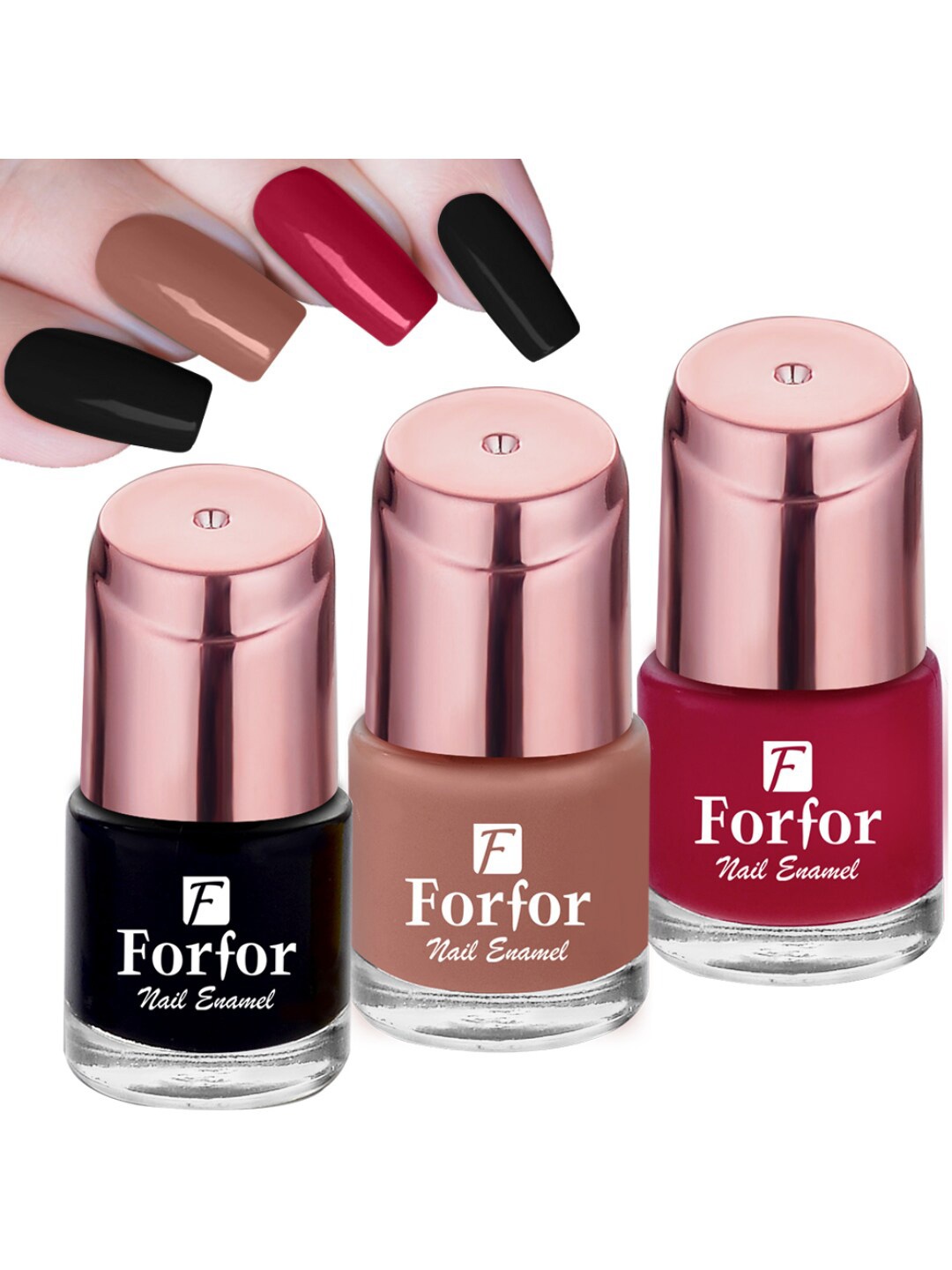 

FORFOR Set of 3 Perfect Stay Glossy Nail Polish - 6 ml Each, Red