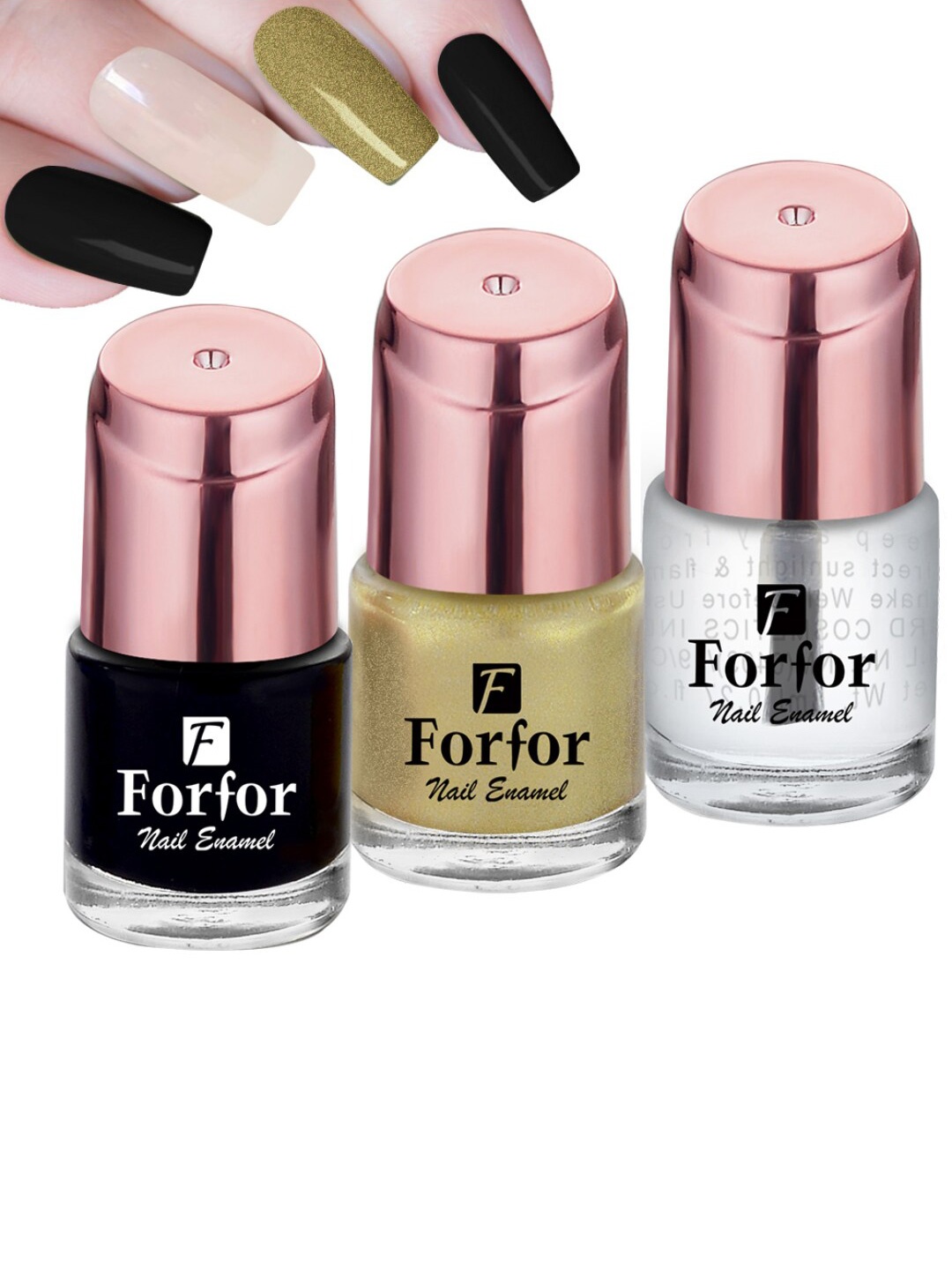

FORFOR Set of 3 Perfect Stay Glossy Nail Polish - 6 ml Each, Black
