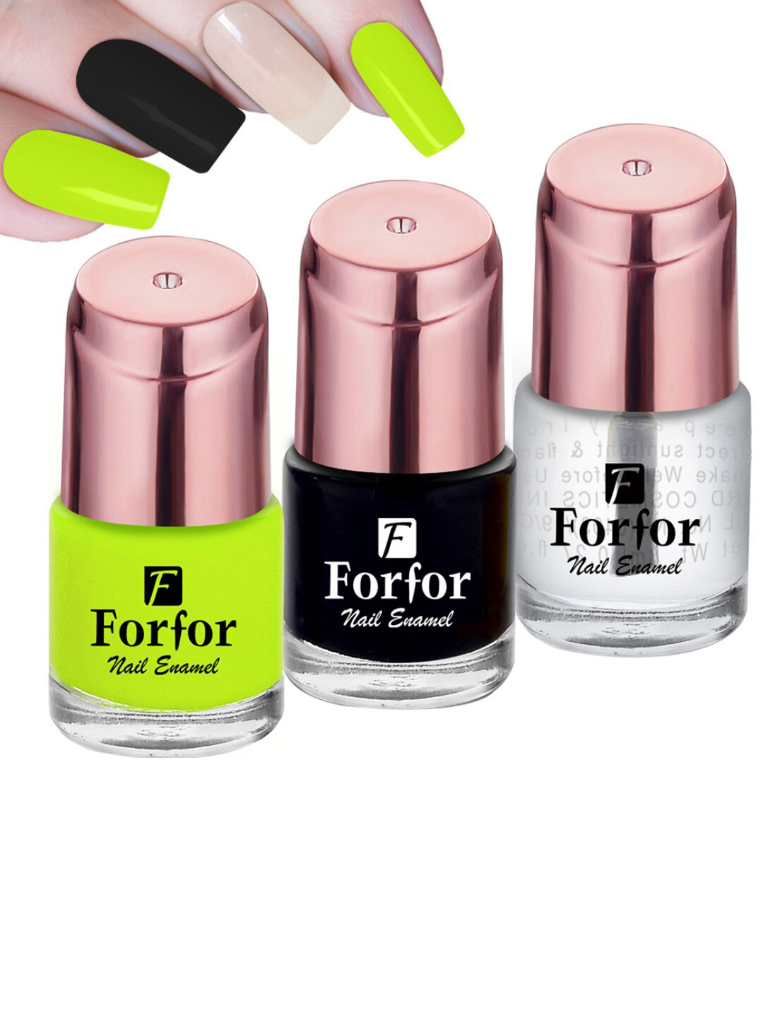 

FORFOR Set of 3 Perfect Stay Glossy Nail Polish - 6 ml Each, Lime green
