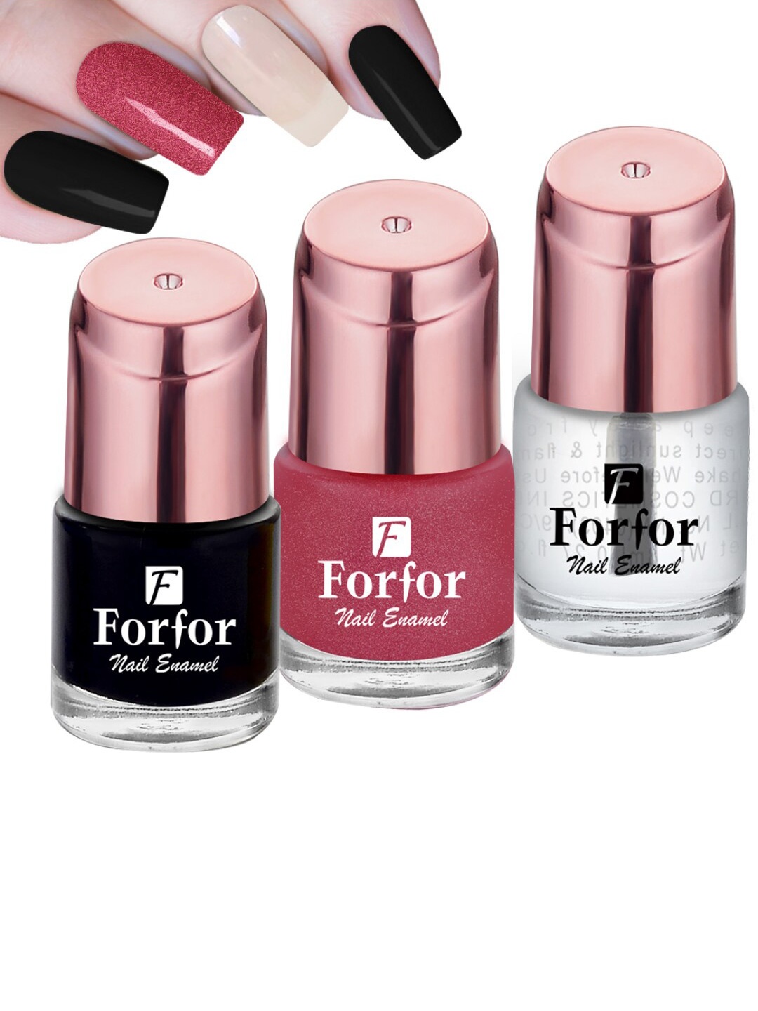 

FORFOR Set of 3 Perfect Stay Glossy Nail Polish - 6 ml Each, Pink