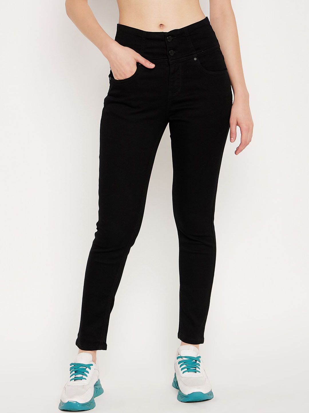 

Madame Women Mid-Rise Clean Look Jeans, Black