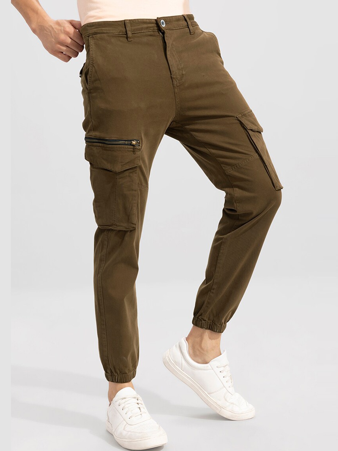 

Snitch Men Brown Slim Fit Cargo Trousers