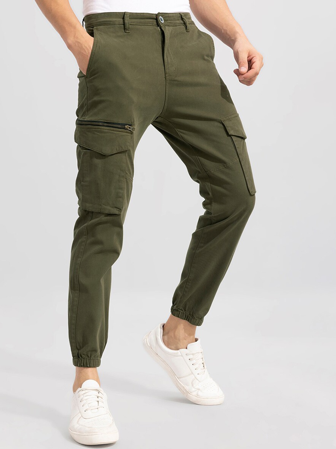 

Snitch Men Black Slim Fit Cargo Trousers