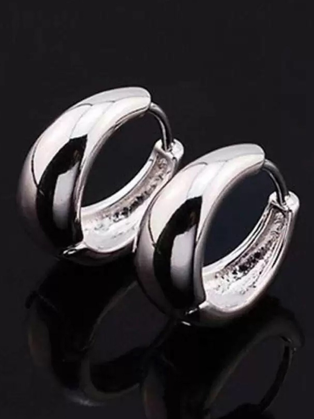 

Silver Shine Set Of 2 Silver-Plated Circular Shaped Hoop Earrings