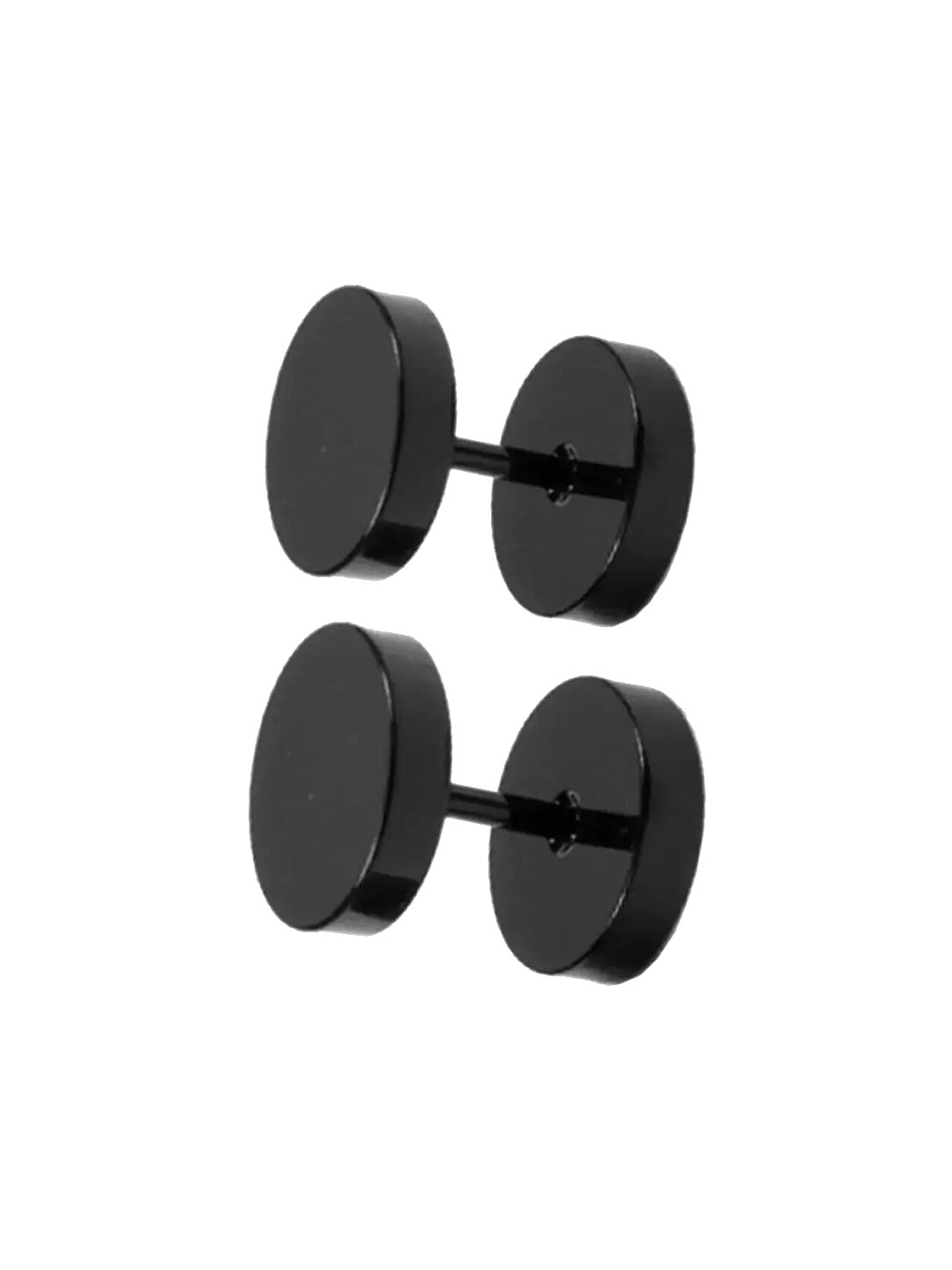 

Silver Shine Set Of 2 Circular Shaped Studs & With Hoop Earrings, Black