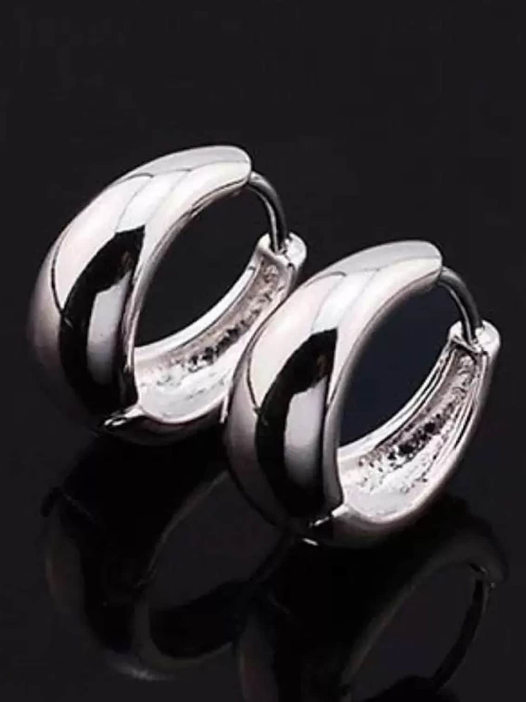 

Silver Shine Silver-Plated Contemporary Hoop Earrings