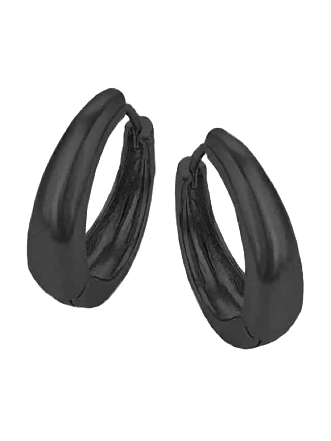 

Silver Shine Circular Shaped Hoop Earrings, Black