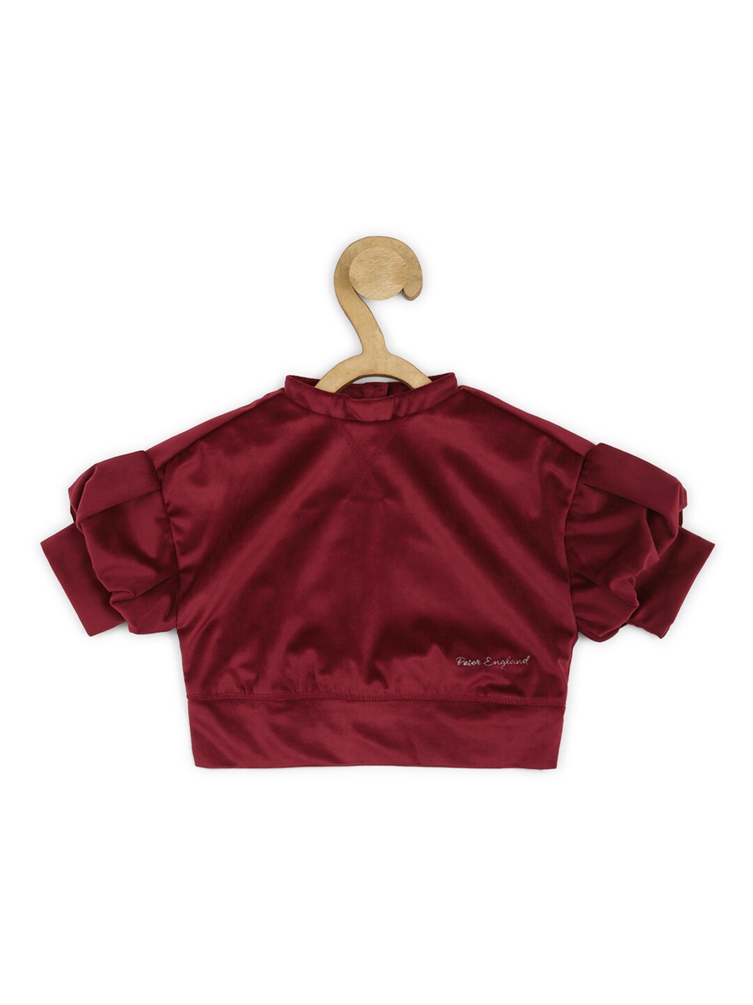 

Peter England Girls Puff Sleeves High Neck Top, Maroon