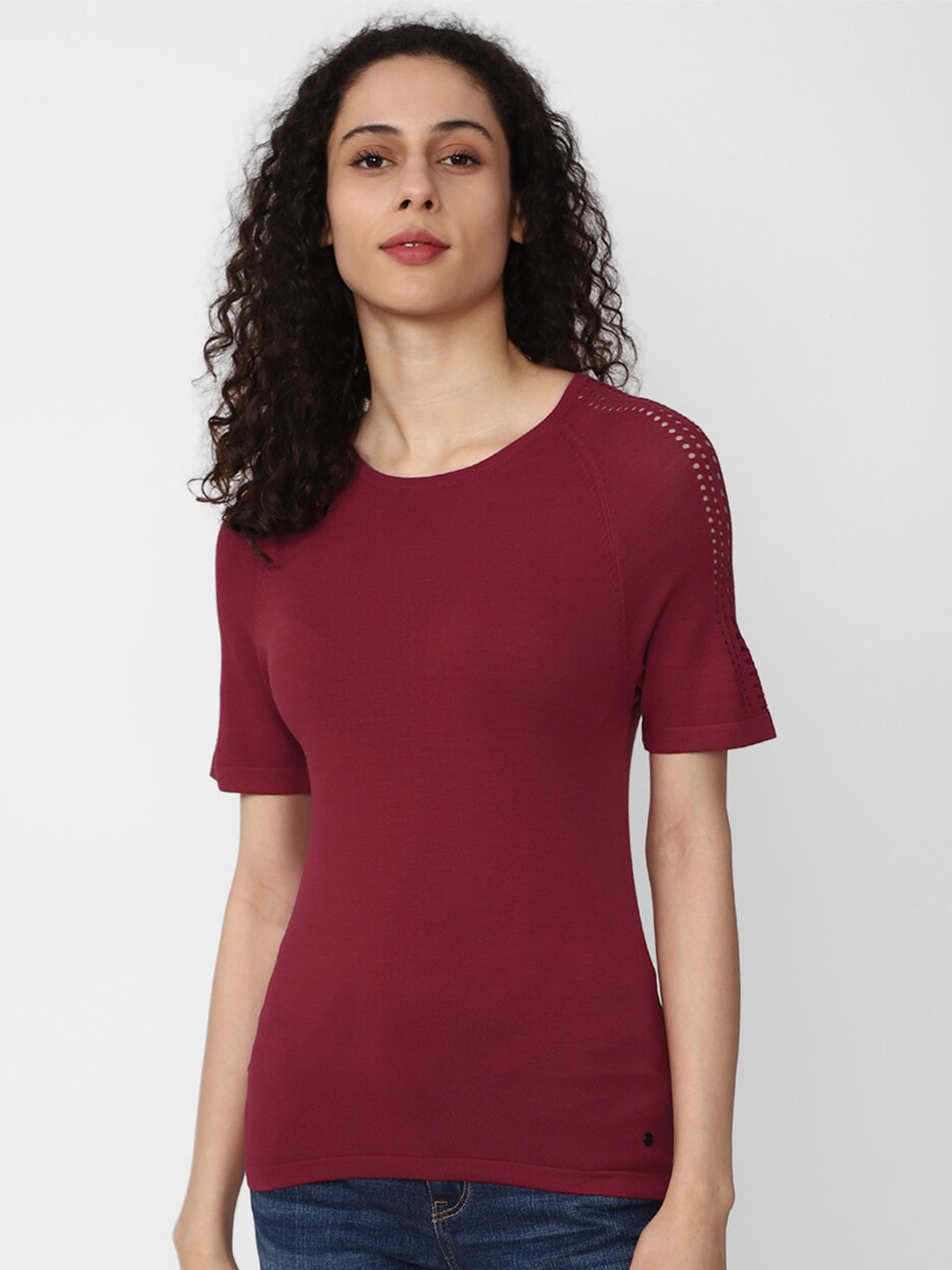 

Van Heusen Woman Cut-Outs Raglan Sleeves Knitted Top, Maroon