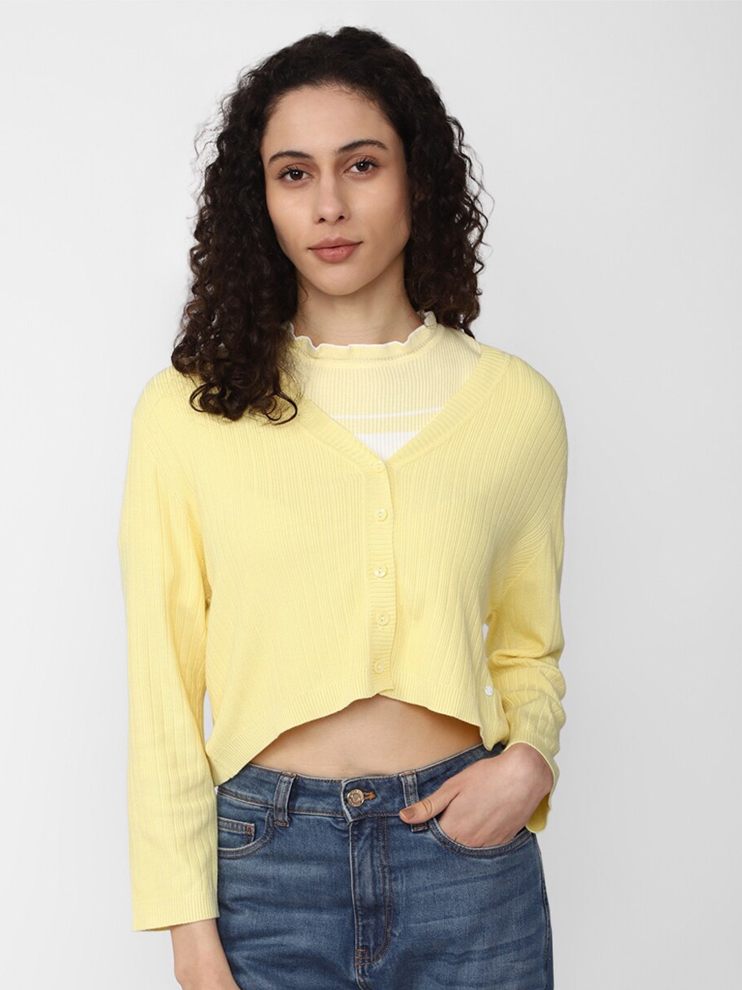 

Van Heusen Woman Round Neck Long Sleeves Crop Top, Yellow