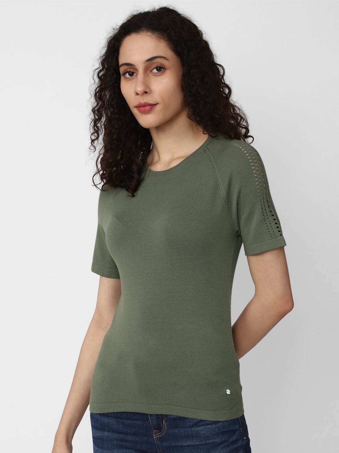 

Van Heusen Woman Round Neck Regular Top, Olive
