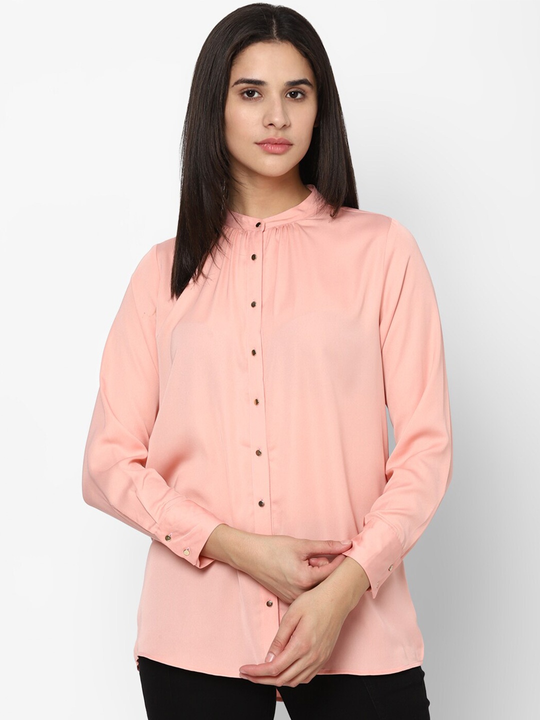 

Van Heusen Woman Mandarin Collar Shirt Style Top, Pink