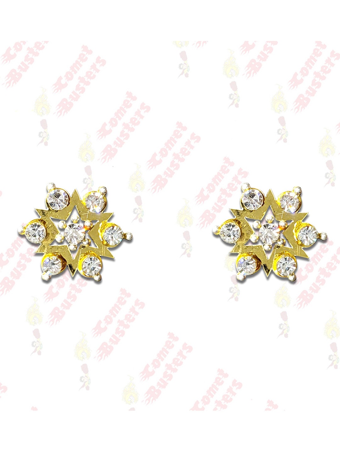 

Comet Busters Contemporary Stone Studs Non Piercing Ear Stickers, Gold