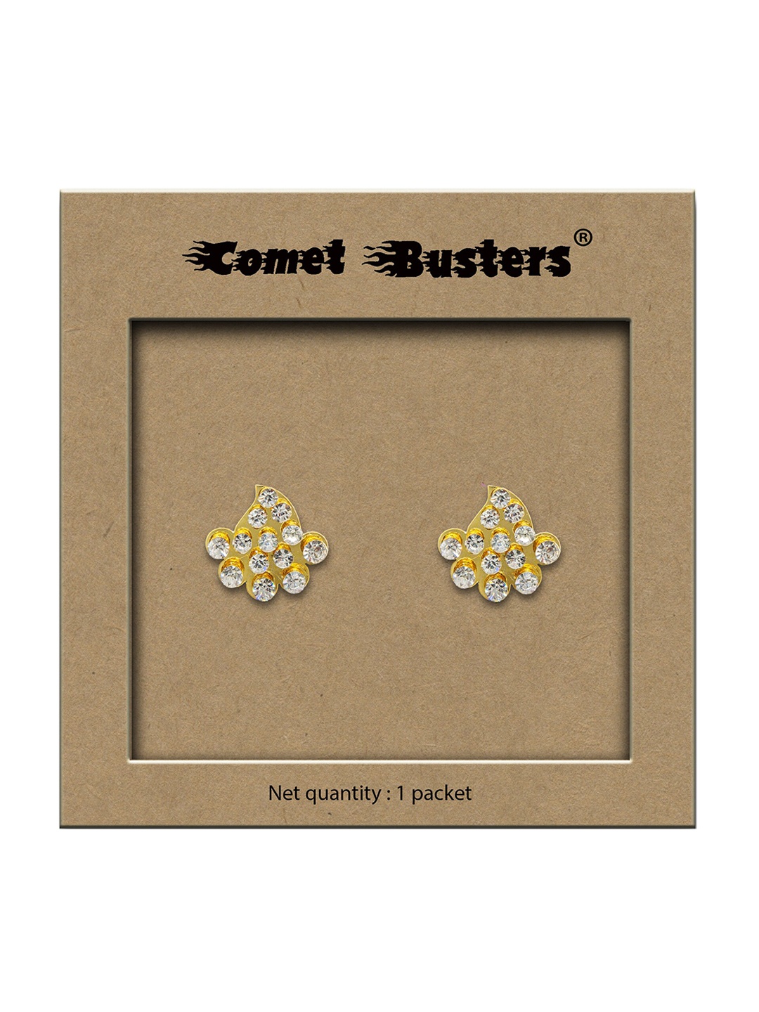 

Comet Busters Contemporary Stone Studs Non Piercing Ear Stickers, Gold