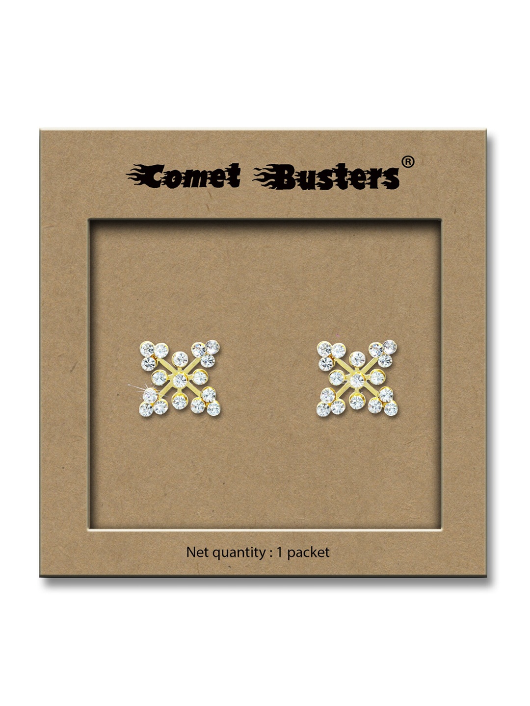 

Comet Busters Contemporary Stone Studs Non Piercing Ear Stickers, Gold