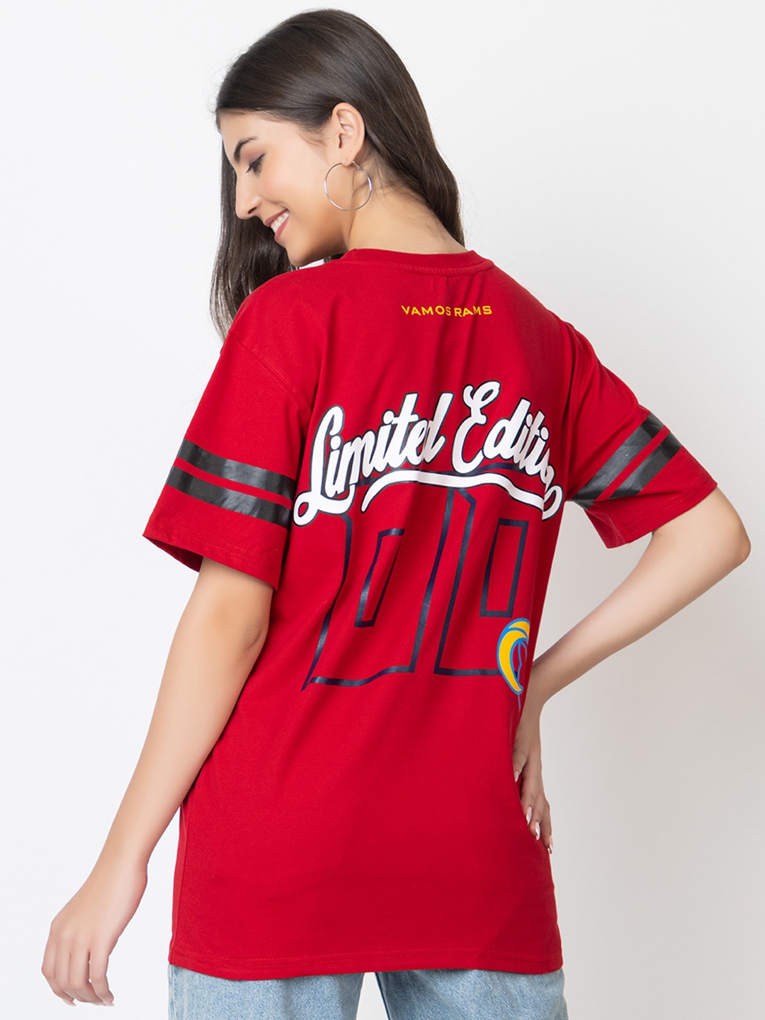 

Skidlers Typography Printed Pure Cotton Oversized T-shirt, Red