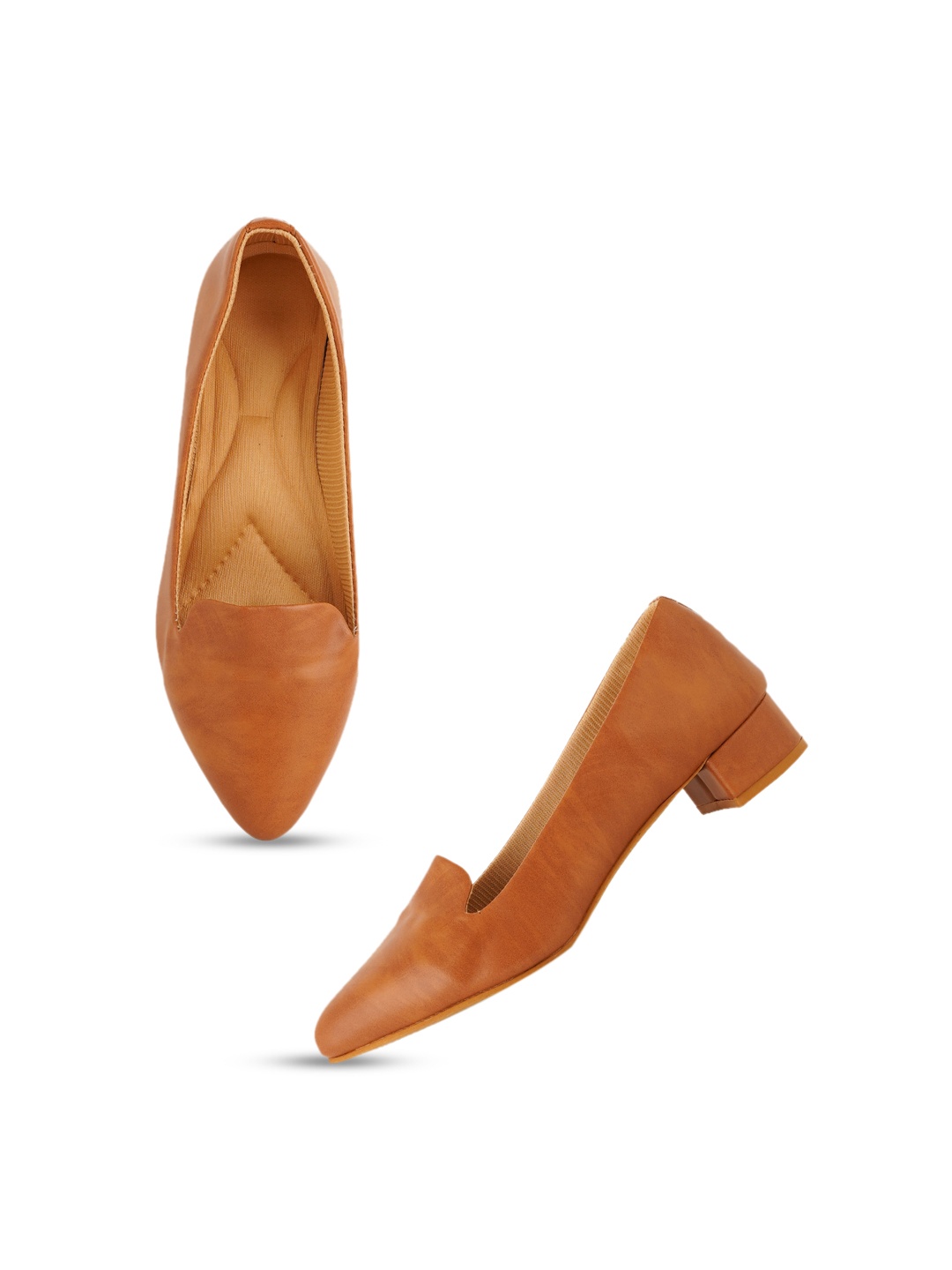 

SCENTRA Pointed Toe Block Heel Pumps, Tan