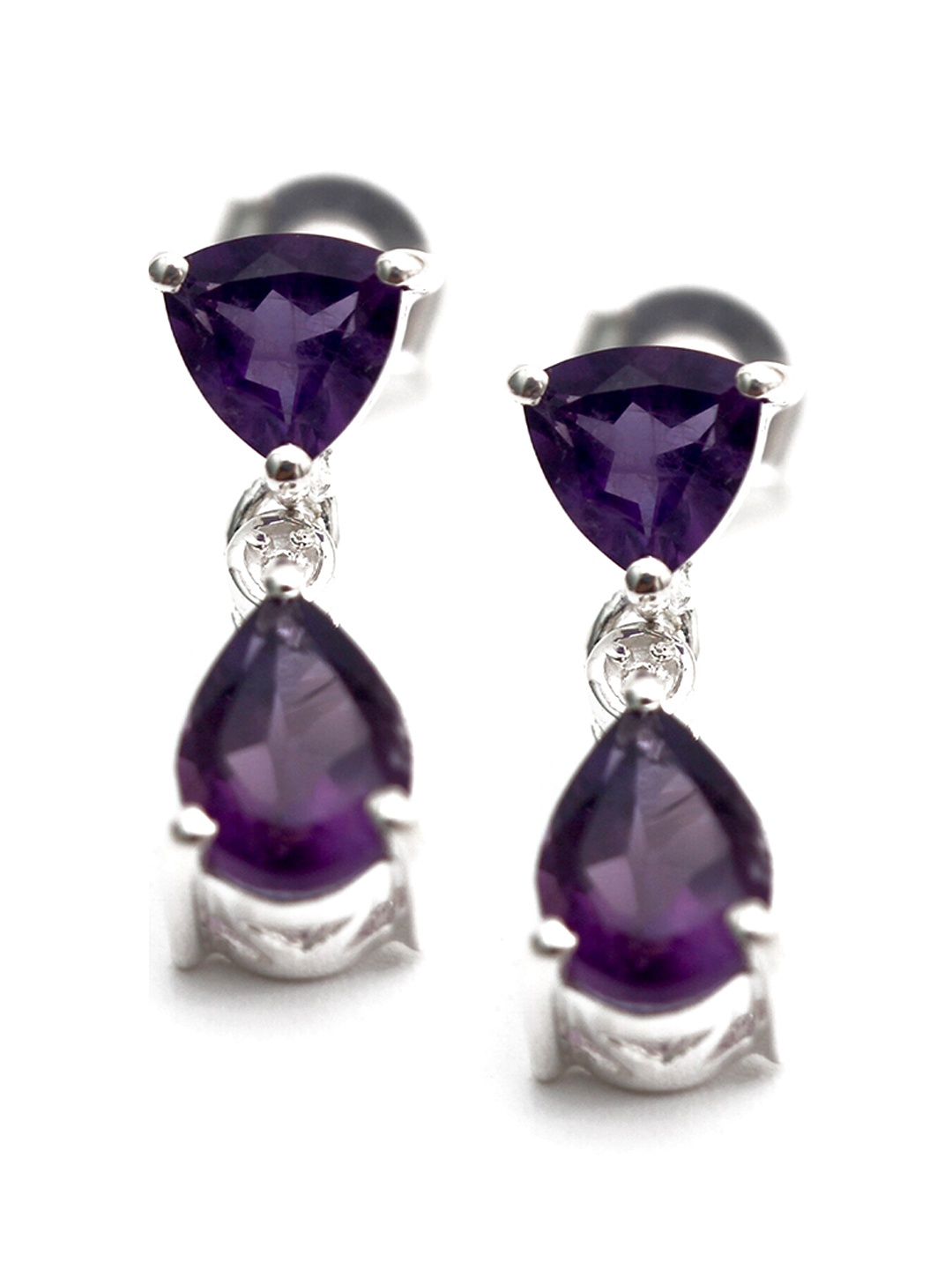 

HIFLYER JEWELS Sterling Silver Teardrop Shaped Amethyst Drop Earrings