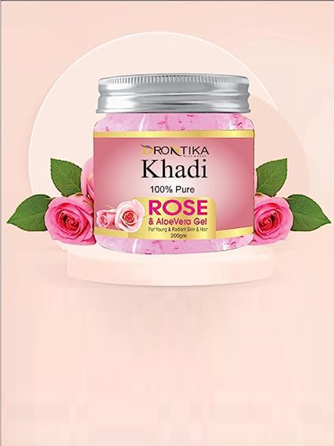 

DRONTIKA Khadi Rose & Aloevera Gel For Young Radiant Skin & Hair - 200g, Pink