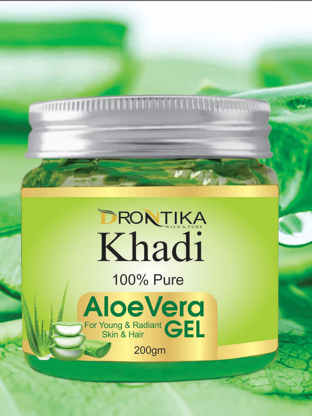 

DRONTIKA Khadi Aloe Vera Gel for Young Radiant Skin & Hair - 200g, Green