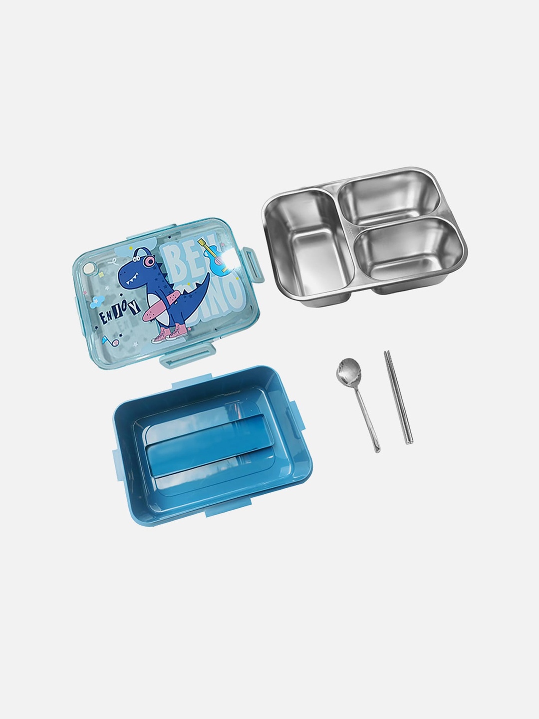 

Little Surprise Box LLP Kids Blue & Pink Printed Stainless Steel Lunch Box