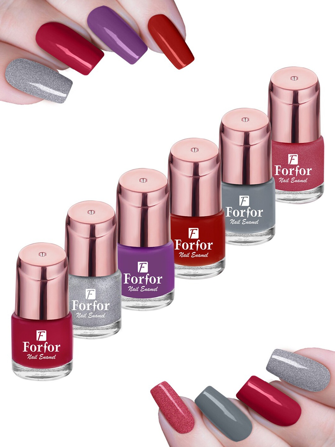 

FORFOR Set Of 6 Perfect Stay Glossy Nail Polish 6ml Each - 105+106+109+108+107+110, Red