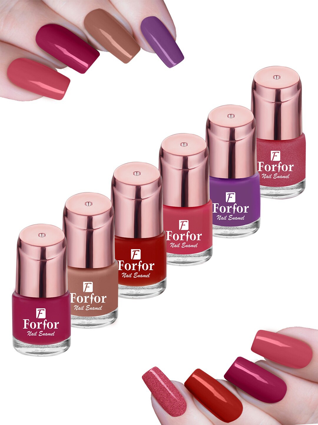 

FORFOR Set Of 6 Perfect Stay Glossy Nail Polish 6ml Each - 101+102+103+107+108+109, Red