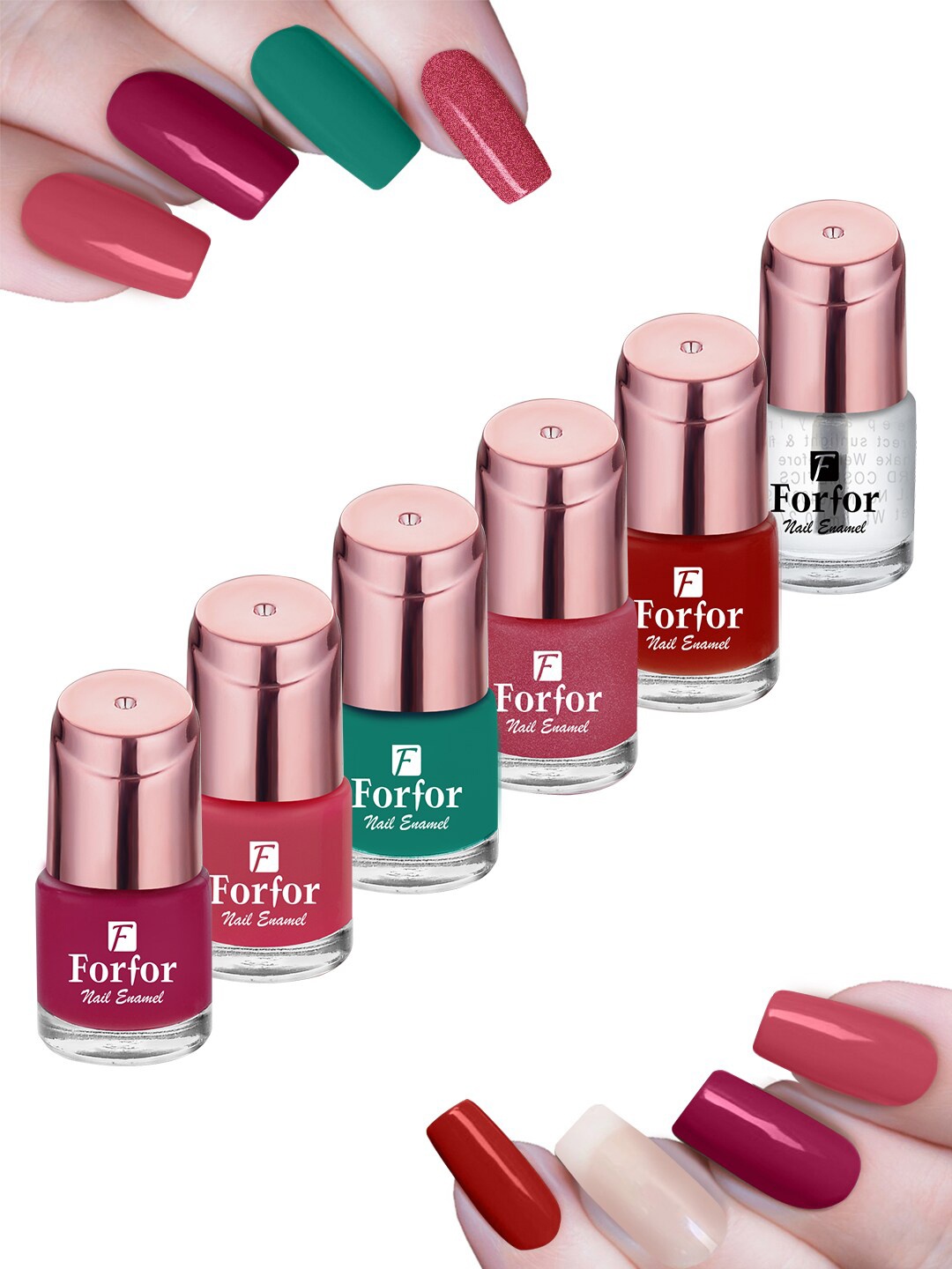 

FORFOR Set Of 6 Perfect Stay Glossy Nail Polish 6ml Each - 101+102+113+108+107+114, Red