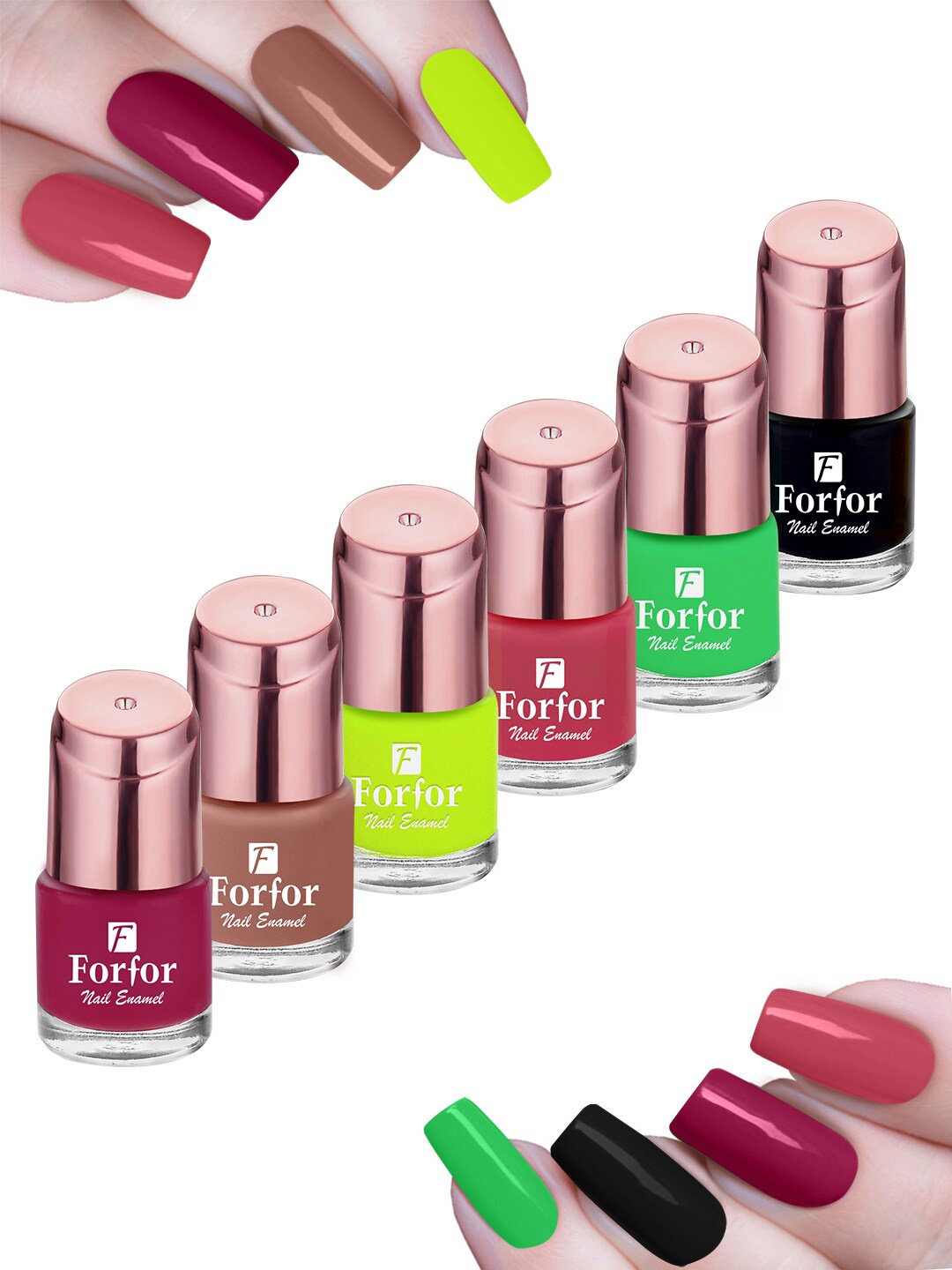 

FORFOR Set Of 6 Perfect Stay Glossy Nail Polish 6ml Each - 101+102+103+116+117+118, Pink