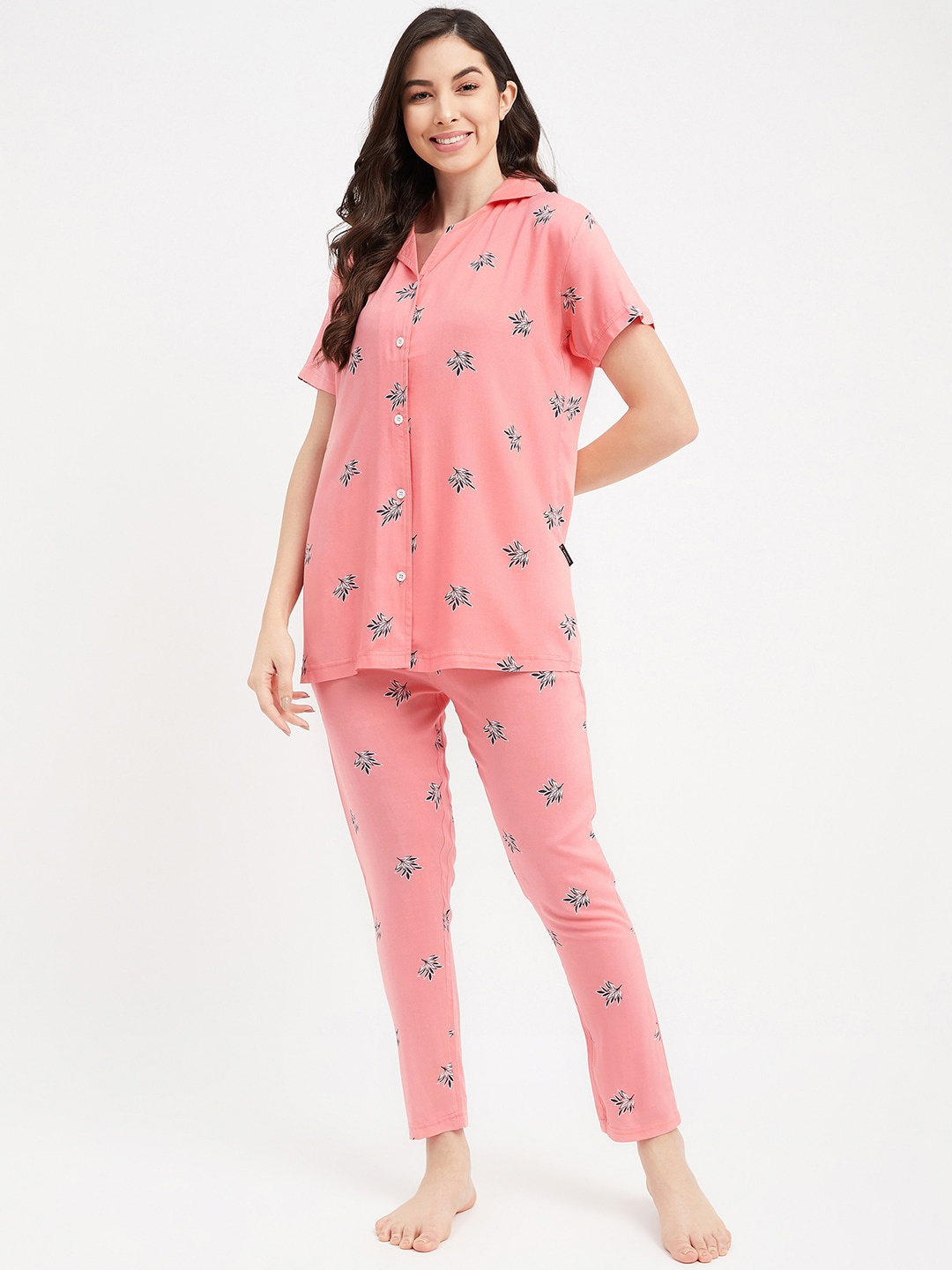 

FirstKrush Floral Printed Pure Cotton Night Suit NS22-P, Peach