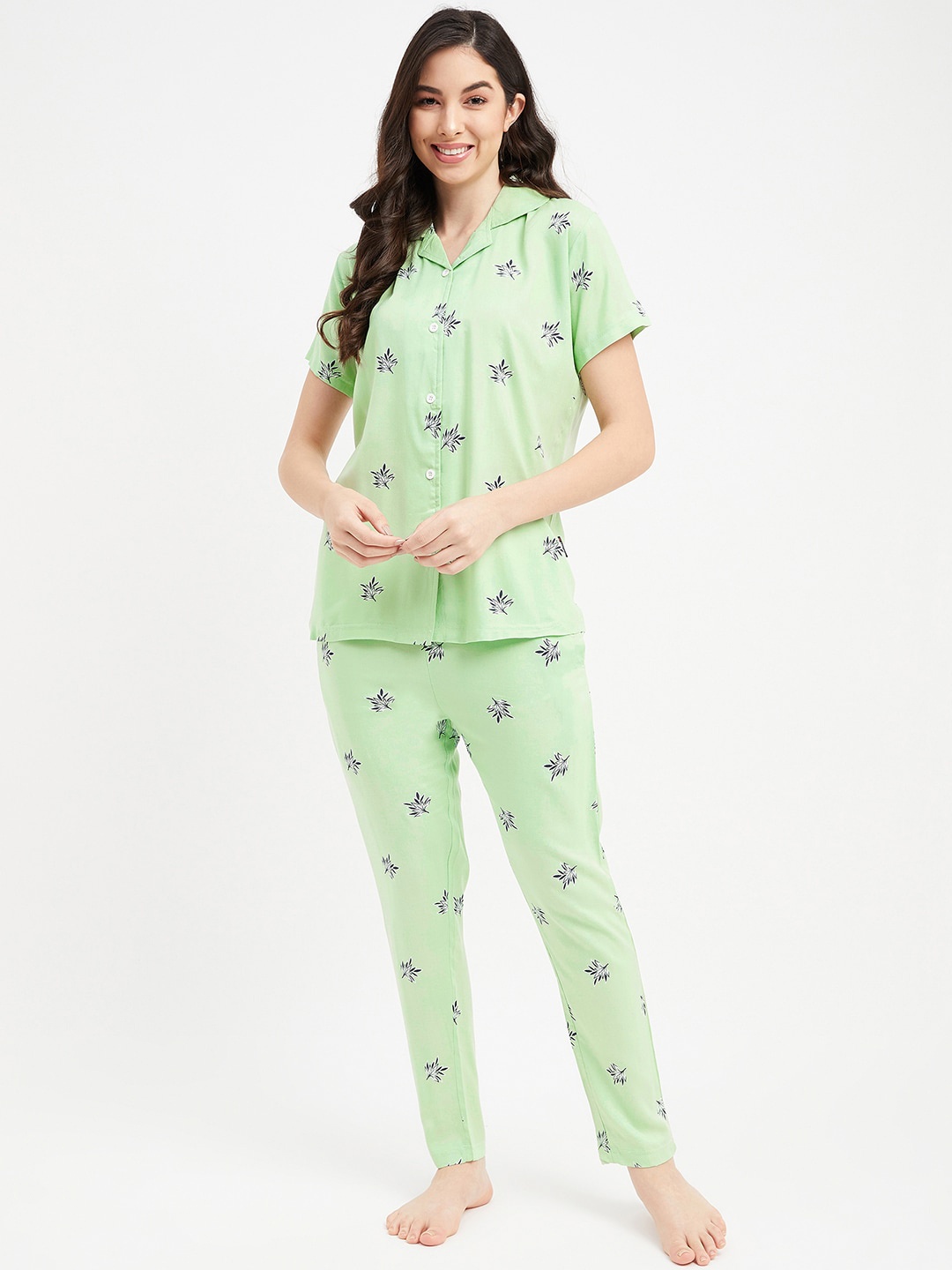 

FirstKrush Conversational Printed Pure Cotton Night Suit NS22-G, Green