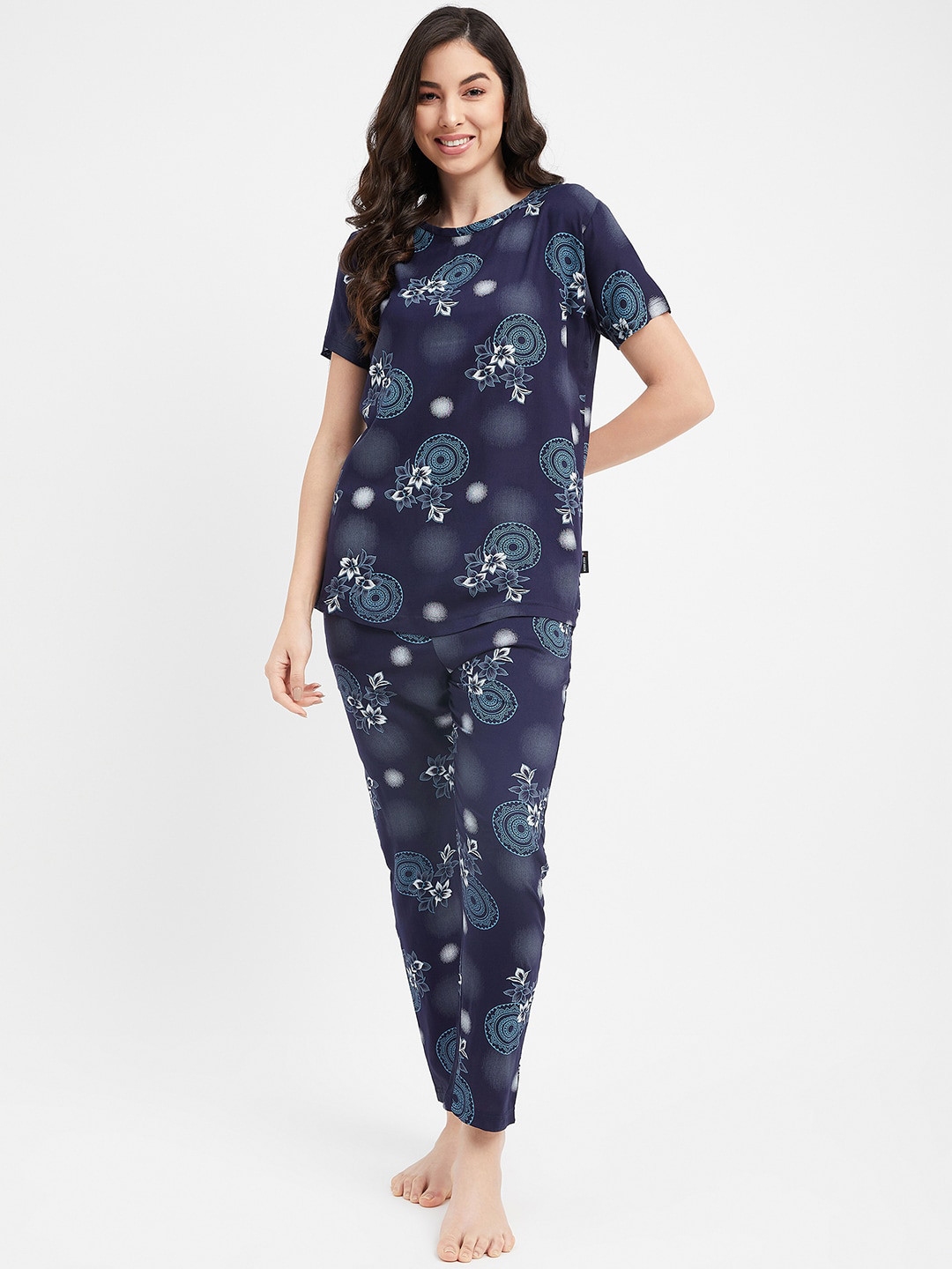 

FirstKrush Conversational Printed Pure Cotton Night Suit NS23-N, Navy blue