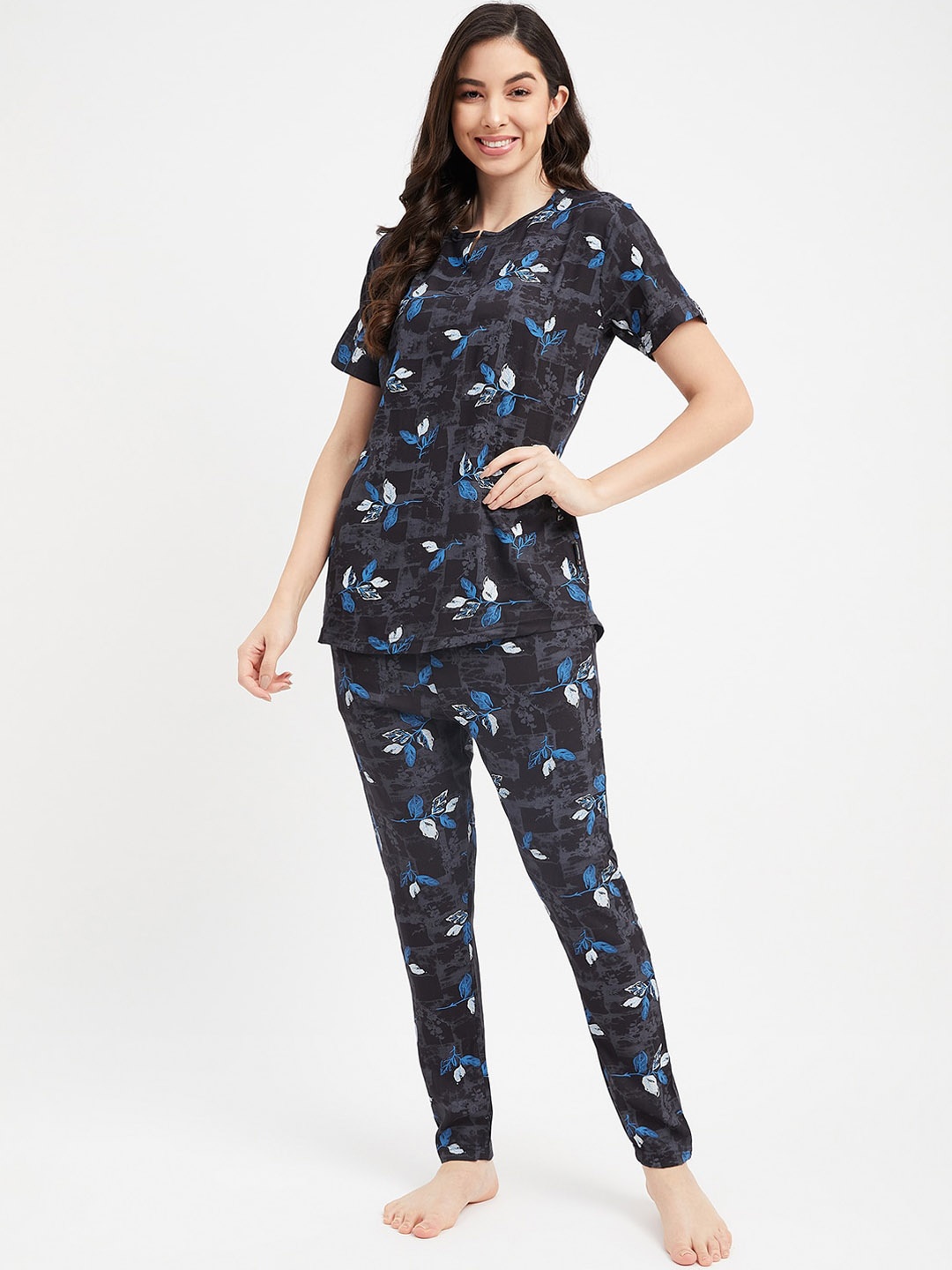 

FirstKrush Conversational Printed Pure Cotton Night Suit NS20-B, Black